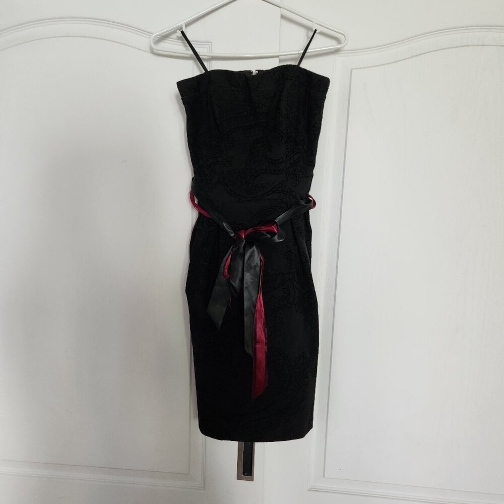 Le Chateau Black Paisley Strapless Short One Piece Dress, Size S